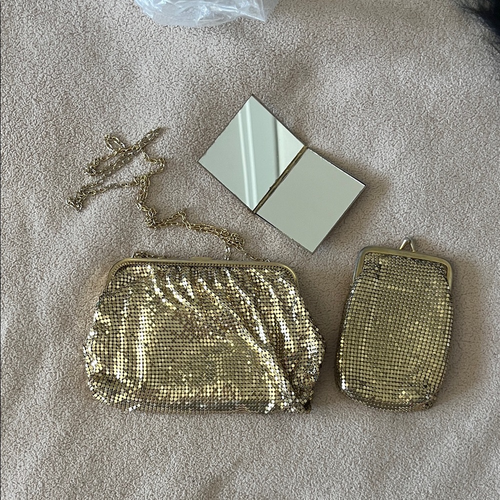 Whiting & Davis Gold Mesh Clutch Set - Picture 2 of 7